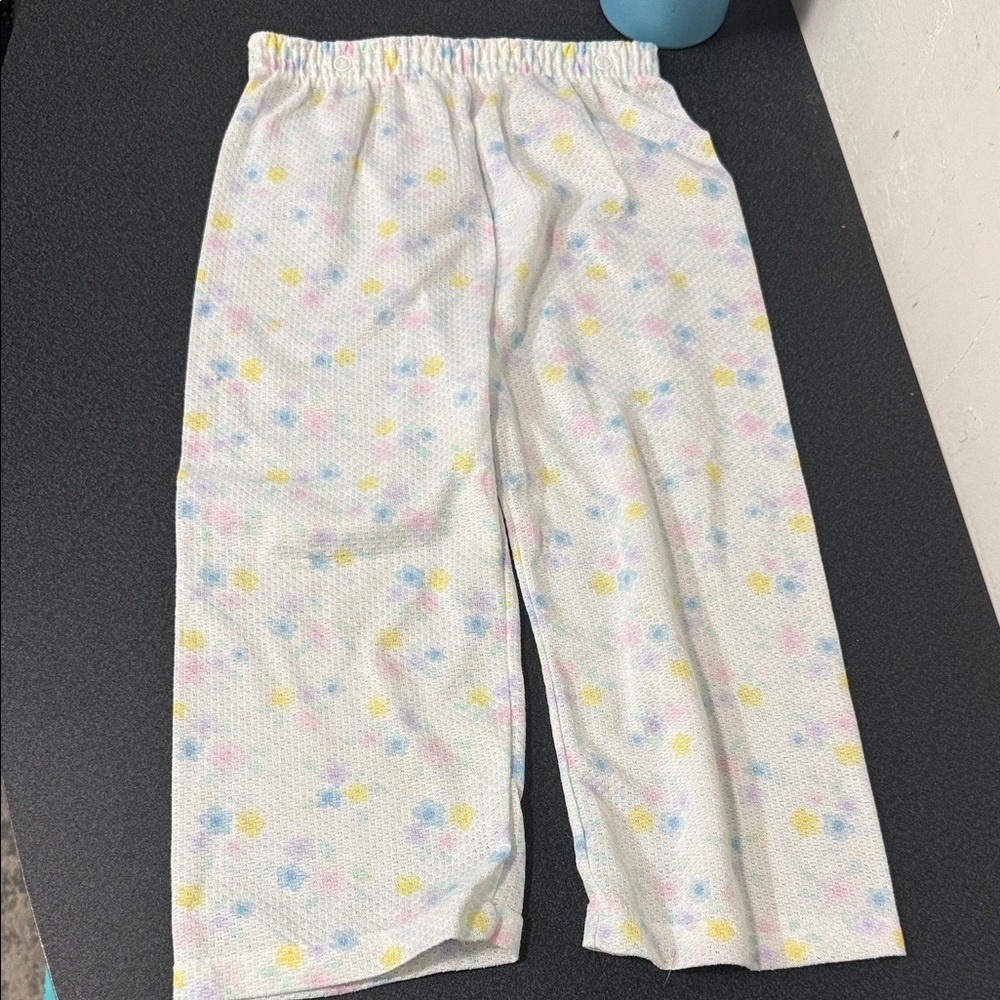 Carter's White Pajama Pants with Pastel Pink, Blue & Yellow Dots 80’s
